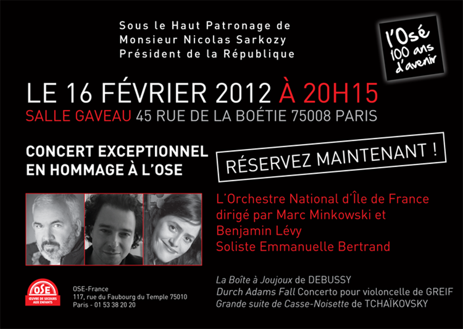Concert exceptionnel de musique classique en hommage à l’OSE – Salle Gaveau (16 Février 2012)
